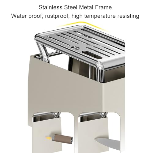 Soporte para bloques de cuchillos en acero inoxidable con bandeja 7