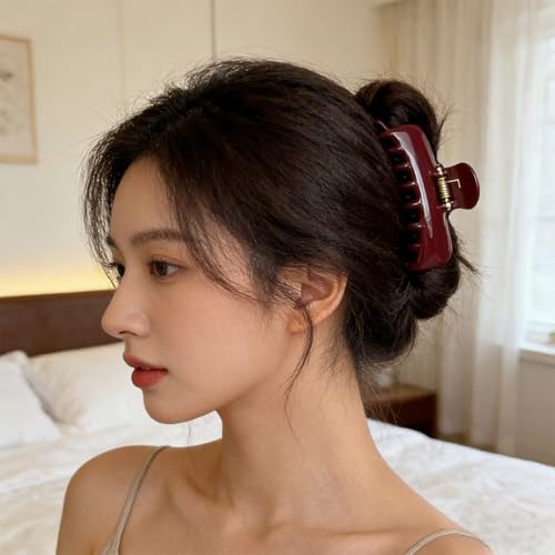 Pinza para cabello mediana rojo vino de fuerte agarre miniatura 6
