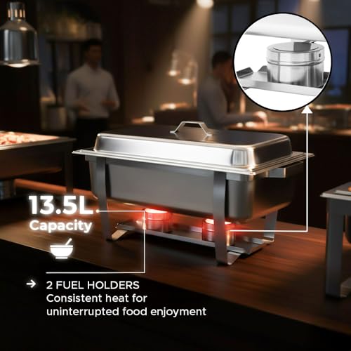 13.5L Stainless Steel Chafing Dish for Hot Buffet Serving - Ideal for Weddings, Banquets, and Events with Lid and Food Warmers - Image 4