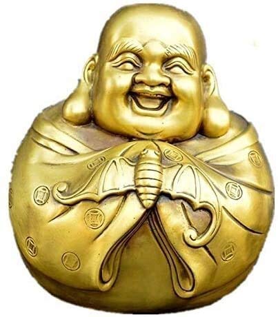 Statue de Bouddha Maitreya en laiton véritable pour décoration Feng Shui chic