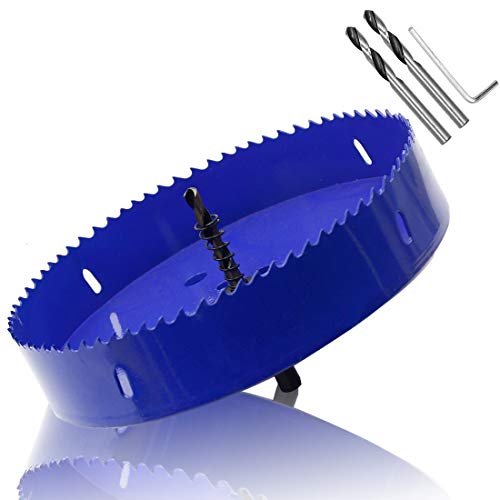 Image of Luomorgo 7.1 inch 180mm Hole Saw, 1 1 /4 inch Cutting Depth | HSS Bi-Metal, Hex Shank Drill Bit Adapter, For Wood Cornhole Boards Plastic Drywall Fiberboard