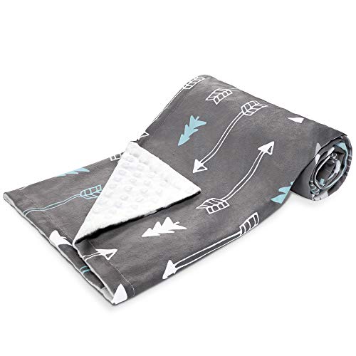 Baby-Blanket-for Boys Girls-Baby Blankets-Newborn,Super Soft Comfy,Patterned Minky with Double Layer,Dotted Backing, 30 x 40 Inch,Grey Arrow