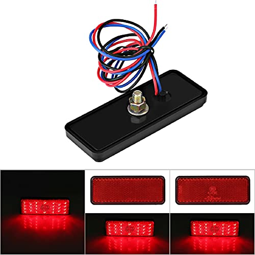 Anauto Motorcycle 12V Reflector Light Universal Rectangle Led Rear Reflector Tail Brake Light Stop Lamp Turn Signal Light For Scooters Atvs Moped Bicycles Tricycles (Red) #TOP4