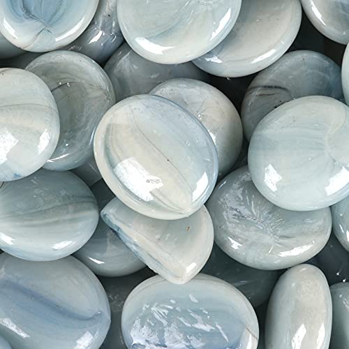 Image of Color Stone Decorative Shiny Glossy Flower Glass Pebbles for Vase Fillers Plant Pots Home Table Garden & Outdoor Decoration (Ice White 2Kg)