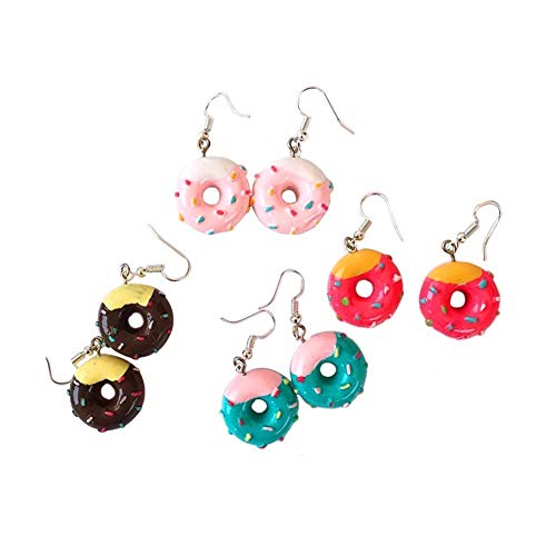 Lovely Donut Cake Dangle Earrings Acrylic Food Imitate Jewelry Donut Earrings for Women