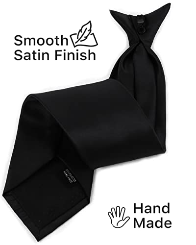 Image of boxed-gifts Clip on Ties for Men - Premium Black Solid Color Clip on Tie