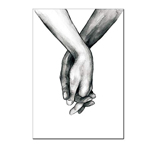 Wall Art Minimalist Painting Black And White Canvas Line Art Print Poster Love Hand In Hand Lover Sketch Art Line Paintings Picture Mural For Bedroom Living Room(Set Of 3 Unframed) (12X16 Inches) #TOP7