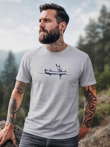 Neverless® Herren T-Shirt Bär Familie Kanu Outdoor Fashion Streetstyle Grau L