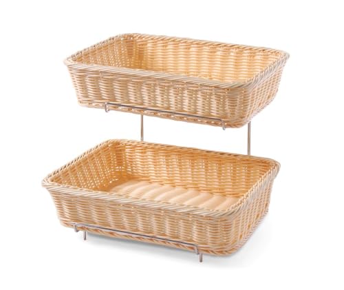 HENDI Présentoir de corbeille à pain, 2 niveaux, support avec 2 corbeilles GN 1/2 pour le rangement du pain, corbeille à pain, porte pain, panier,...
