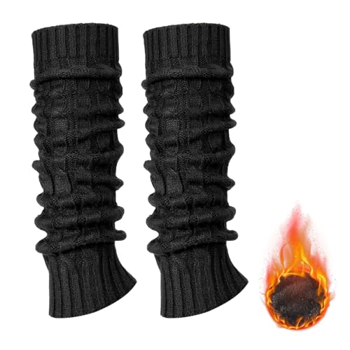 YUEXNKO Calentadores de Piernas para Mujer,Calentadores de Piernas de Punto,Invierno Leg Warmers Tejido de Punto Calentadores Elasticidad Leg Warmers para Ropa de Moda de Invierno a Juego (1, Negro)