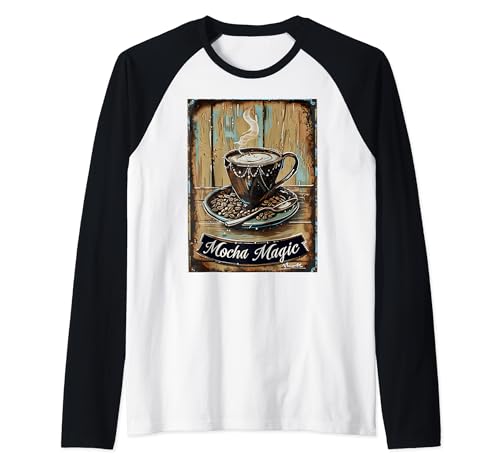Tasse à café magique Moka rétro Barista Aquarelle Vintage Manche Raglan