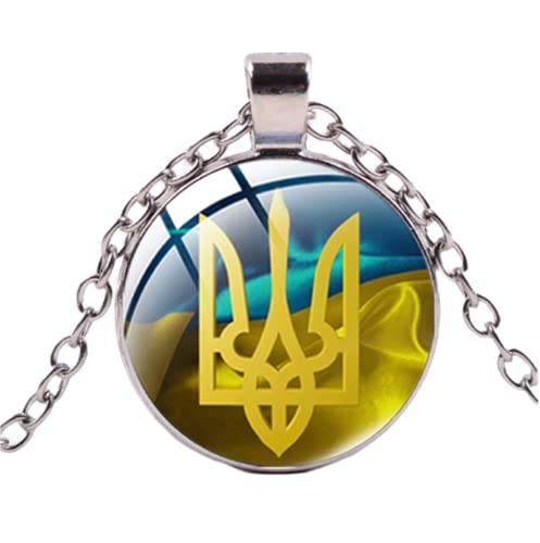 Foto Medaillon Stil Tryzub Ukraine Anhänger Halskette Ukrainische Runen Vintage Muster Glas Cabochon Kette Halsketten Herren Damen Klassischer Schmuck Cover