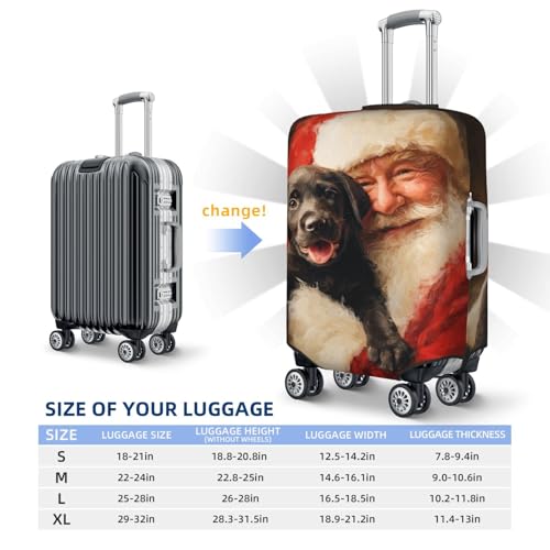 Cute And Happy Dog With Santa Claus Elastic Travel Luggage Covers Dustproof Scratch-Resistant Suitcase Protector Fit 22-24 Inch4