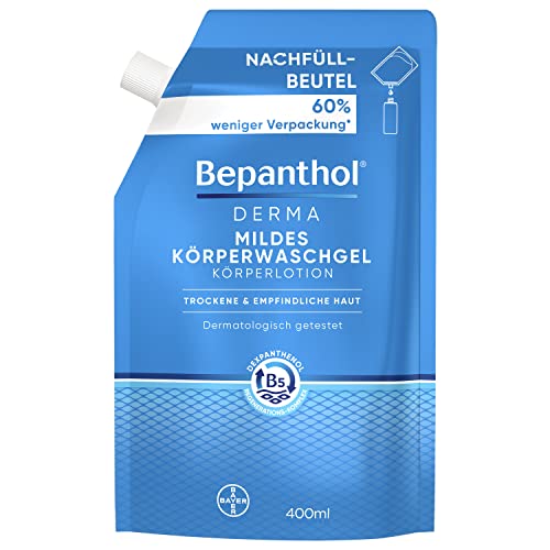 Bepanthol® Derma - Gel de ducha suave para pieles sensibles y secas, dermatológicamente probado con dexpantenol, sin fragancias