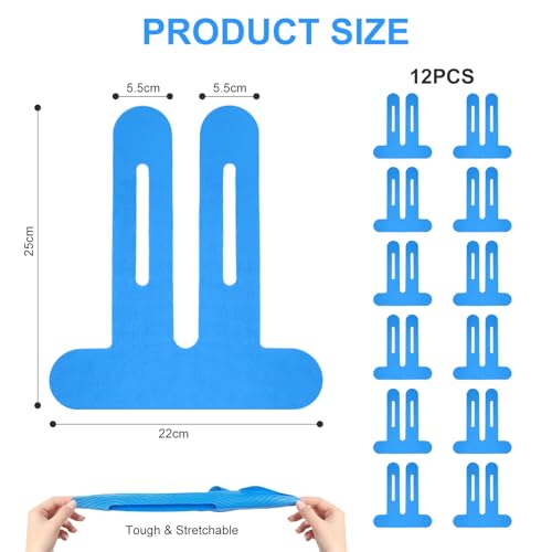 Flintronic 12 Pcs Bandes de Kinésiologie pour Genou - Élastiques, Imperméables, pour Sportifs et Rétablissement, Genoux,