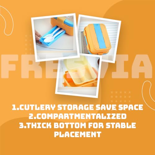 Image of Lunch Box for Kids Girls Boys, Toddler Kids Lunch Boxes for School, Lunch Containers for Adults with 3 Compartments, Utensils, Food Picks (Yellow, 700 Ml)