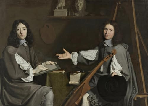 Double portrait de deux artistes sur toile pour creer une ambiance de cabinet