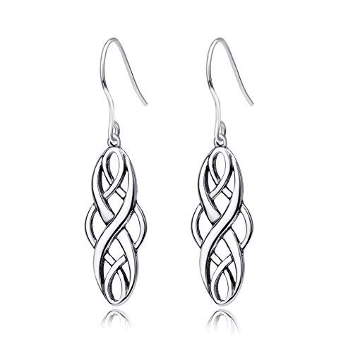 Celtic Earrings Sterling Silver Abalone Good Luck Irish Vintage Celtic Knot Dangle Dangling Earrings Jewelry Dangles Gifts for Women