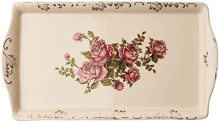 YOLIFE Ceramic Rose Serving Tray, Decorative Platter for Tea Party - 13.5 inch