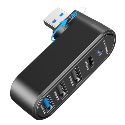 KiWiBiRD Mini Hub USB z 4 porty USB3.0 USB2.0 i USBC, adapter USB, rozdzielacz USB, kompatybilny z laptopem, komputerem stacjonarnym, PS5, TV, klawiaturą, myszą, pamięcią USB, drukarką i telefonem