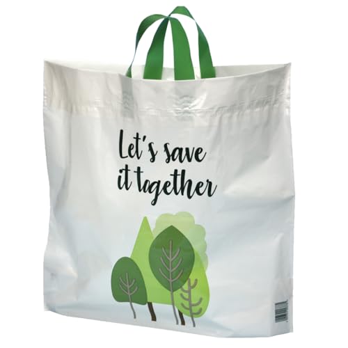 Strong 'Bag for Life' Large Flexi-loop Handle Carriers | 90% Recycled UK Plastic (25 Bags)