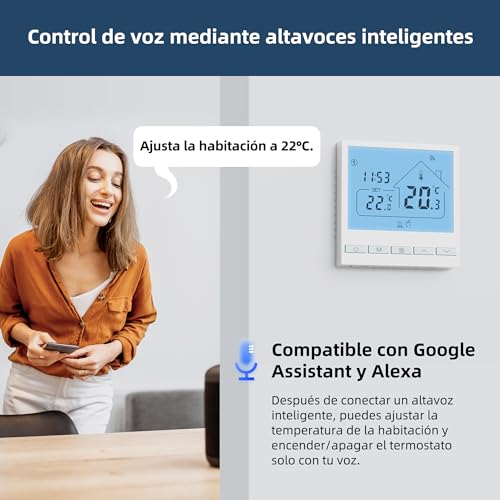Beok Termostato Calefaccion WiFi para Caldera.Termostato con Alexa Control Vocal termostato Tuya Programable Inalámbrico Digital Inteligente para Calefacción Agua y Gas.Termostato Ambiente Integrado - imagen 4