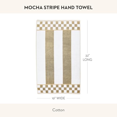 Image of MACKENZIE-CHILDS Hand Towel, Cute Decorative Hand Towel for Bathroom and Kitchen, Brown-and-White Mocha Stripe