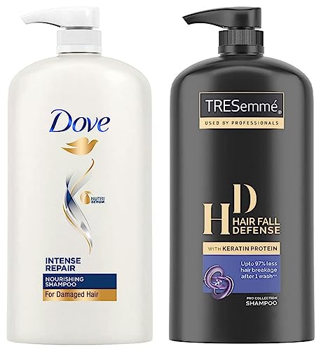 Dove Intense Repair Shampoo, 1L & TRESemme Hair Fall Defence Shampoo, 1L