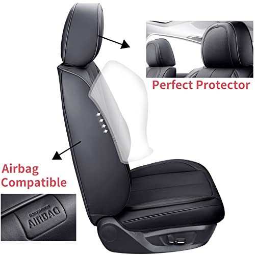 Coverado Front Car Seat Covers, 2 Pieces Car Seat Cover, Waterproof Car Seat Protectors, Nappa Leather Car Seat Cushion, Driver Seat Cover Universal Fit For Most Sedans Suv Pick-Up Truck, Black #TOP3