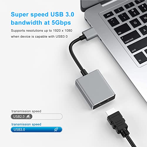 CHILTINA USB to HDMI Adapter, USB 3.0/2.0 to HDMI 1080P Video Graphics Cable Converter Compatible with Windows 7/8/8.1/10 ,Desktop, Laptop, PC,... - Image 4