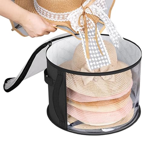 Bolsa de almacenamiento para sombrero de gran capacidad – Caja de almacenamiento transparente con cremallera suave, diseño plegable | Almacenamiento multifuncional en casa, armario, viaje, bolsa de