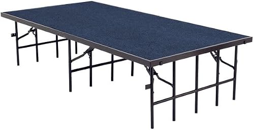 PRO&Family Portable Stage with Carpet Portable Stage Platform Stage Performance Floor Riser Platform Floor Stage Stage Portable Platform Stage Riser Portable Stages (Blue Carpet, W36 x L96 x H24)