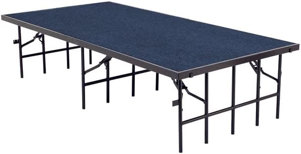 PRO&Family Portable Stage - Blue Carpet, W48" x L96" x H8" - Alloy Steel Frame & Plywood Top - Outdoor Event Stage