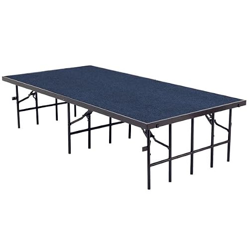 Pro&Family Portable Stage With Carpet Portable Stage Platform Stage Performance Floor Riser Platform Floor Stage Stage Portable Platform Stage Riser Portable Stages (Blue Carpet, W36 X L96 X H24) #TOP3
