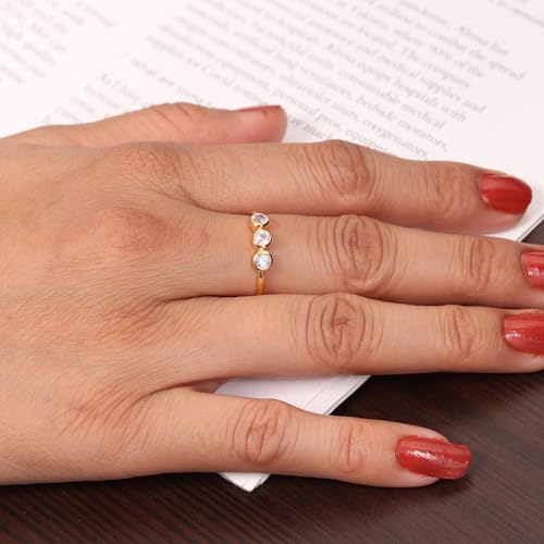 Bague pierre de lune 3 pierres en argent et or jaune pour alliance de mariage