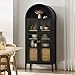 Modway Nolan Modern Farmhouse 71 Inch Tall Arched Storage Display Cabinet in Black Oak