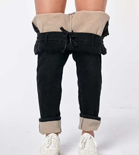 Yehopere Women's Sherpa Fleece Lined Jeans Winter Thermal Thick Cashmere Comfort Girlfriend Jean3