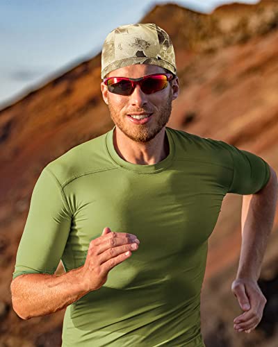 9 Pcs Cooling Skull Cap Camo Liner Sweat Wicking Cap Lightweight Cycling Cap Running Head Cap For Men Women (Pythons Grain Color) #TOP5