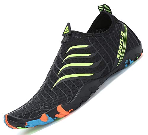 Putu Unisex Strandschuhe Aquaschuhe Schwimmschuhe Badeschuhe Wasserschuhe Surfschuhe rutschfest Damen Herren,Schwarz Krallenspuren,39 EU