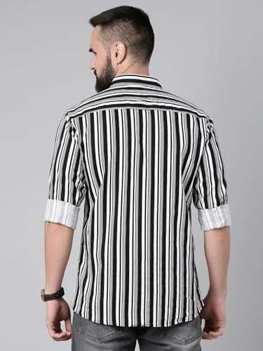 Image of Majestic Man Men's Standard Slim Fit Striped Pure Cotton Casual Shirt