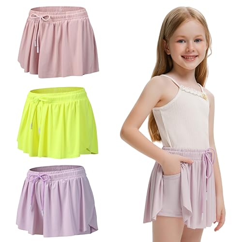 Amazon.com: Girls 3 Pack Butterfly Shorts Flowy Athletic 2