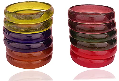 Image of NMII Beautiful Matte Finish Transparent Multicolor Glass Kada for Women & Girls on Different Occasions