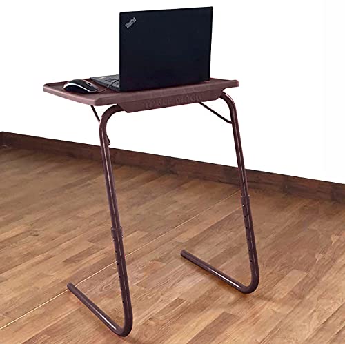 Image of Multipurpose Laptop Study Table Strong Top 6 Heights 3 Angles Portable Adjustable Foldable (Brown, Metal)
