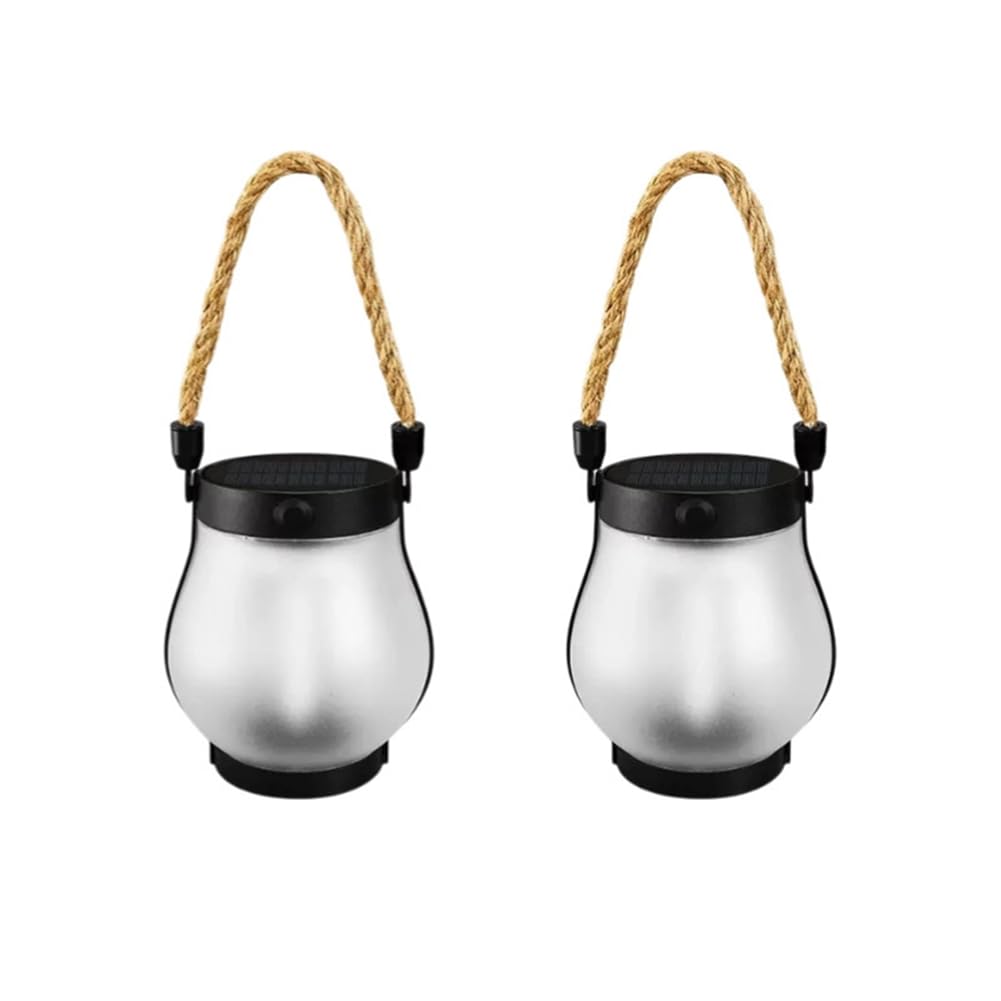 UDSKNV[KSL Solar Lanterns Outdoor Lights 2Pack Dancing Flame Waterproof for Garden Patio Decoration