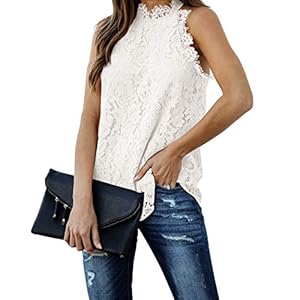 Berryou-Women-Lace-Crochet-Hollow-Out-Tank-Tops-Casual-Blouse-Summer-Sleeveless-Shirts-Clubwear-2021 Berryou Women Lace Crochet Hollow Out Tank Tops Casual Blouse Summer Sleeveless Shirts Clubwear 2023 White M