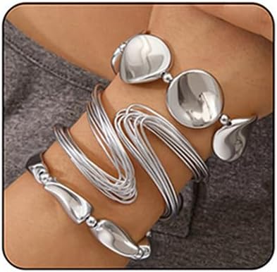 3Pcs Chunky Gold Bangle Bracelets Set for Women Trendy Twisted Stackable Bracelet Sets Wide Wrist Cuff Statement Bangle Fashion Punk Party Jewelry Accessary