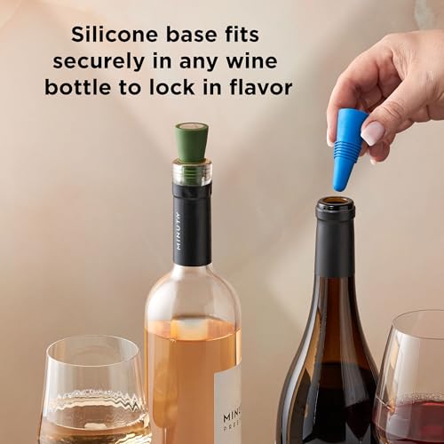 Image of Rabbit Wine and Beverage Bottle Stoppers with Grip Top (Blue, Set of 2)
