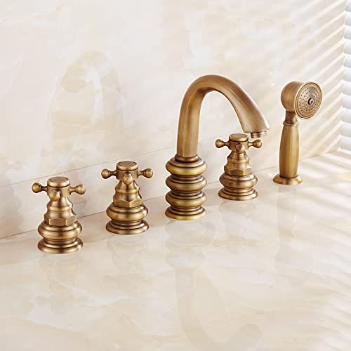 Robinet de baignoire en laiton bronze antique douche à pluie mitigeur salle de bain