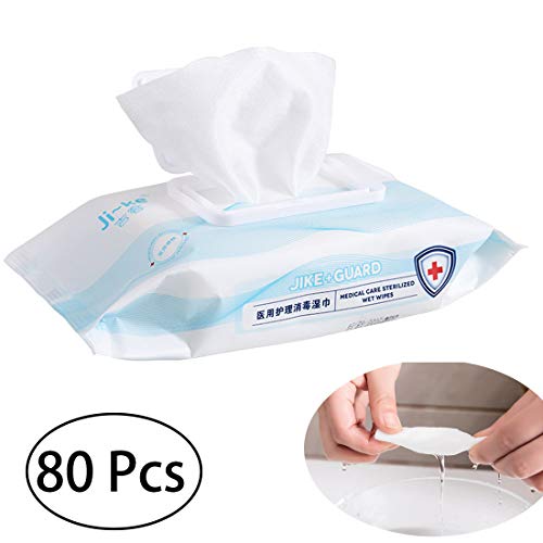 Hand Sanitizer Travel Size Alcohol Detergent Wipes Large Wet Wipesï¼ˆ1 Packs, 80 Pcsï¼‰Portable Alcohol Swabs Pads Wipes for Phone, Elevator, Keyboard