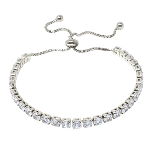 yueton 1 Pack Fashion Imitation Diamond Bracelet Bling Tennis Bracelets Adjustable Slider Bracelet Birthday